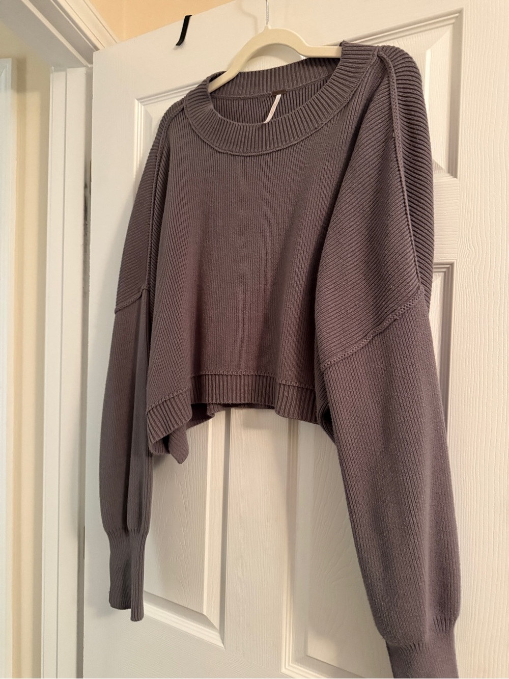 Free People Easy Street Crop Pullover XL in Grey